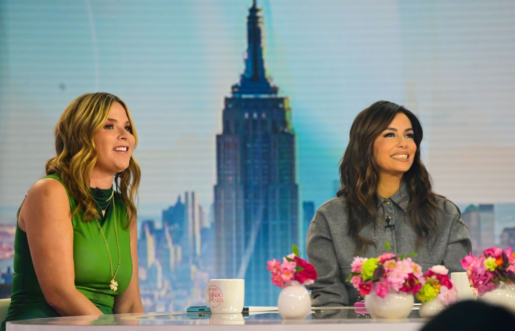 Eva Longoria and Jenna Bush Hager on the set of the Today Show.