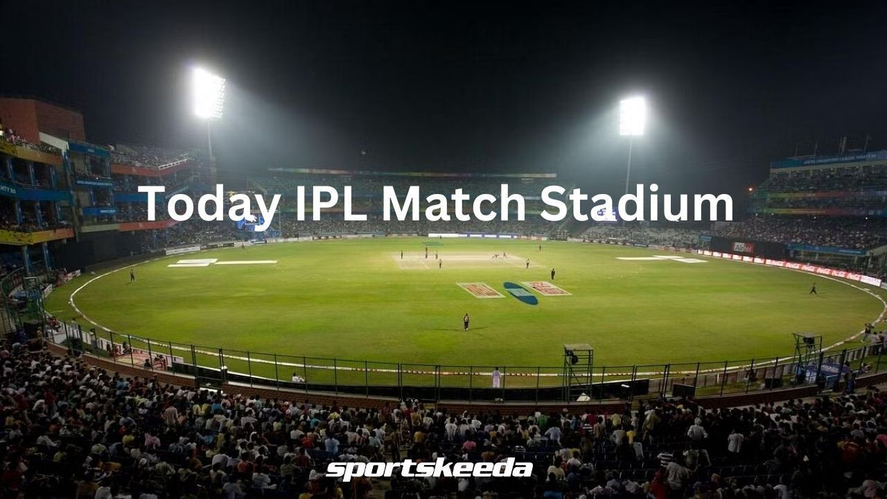 Aerial view of a cricket stadium filled with spectators during an IPL match.