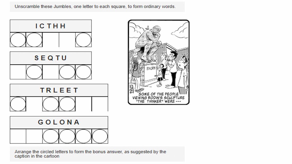 Jumble First 4 Questions