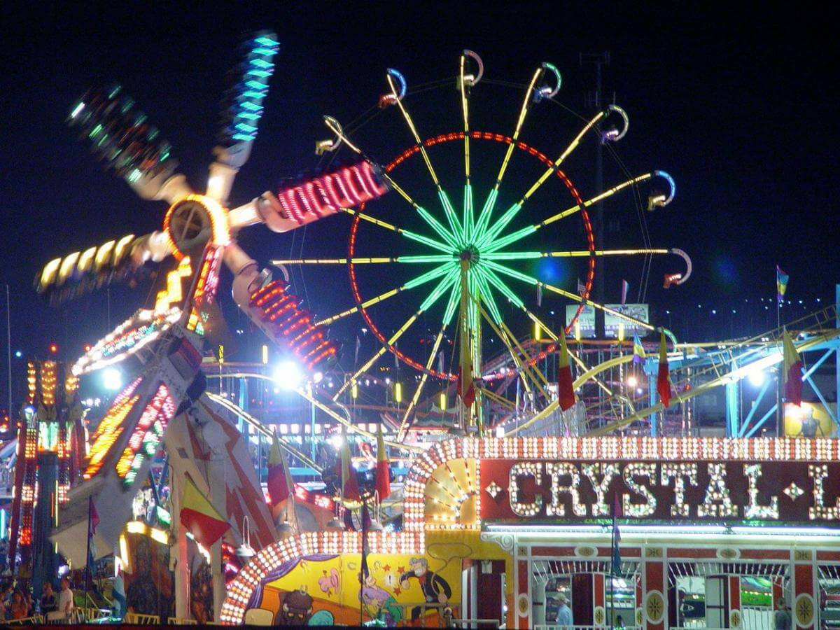 People enjoying the South Florida Fair at night