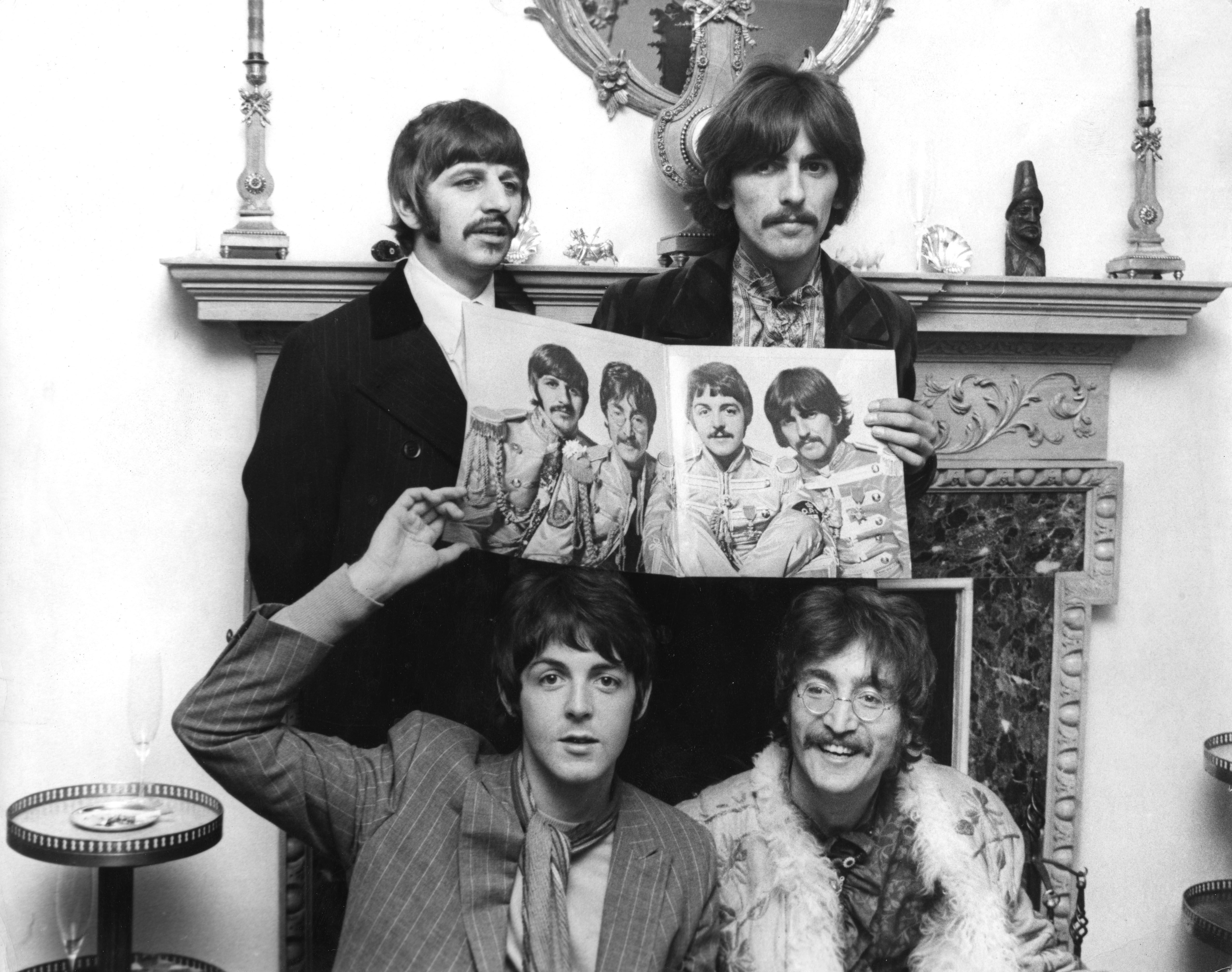 The Beatles in a jovial mood after one of their songs was banned by the BBC over drug concerns.