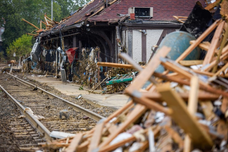 Debris and destruction at the Biltmore Village.